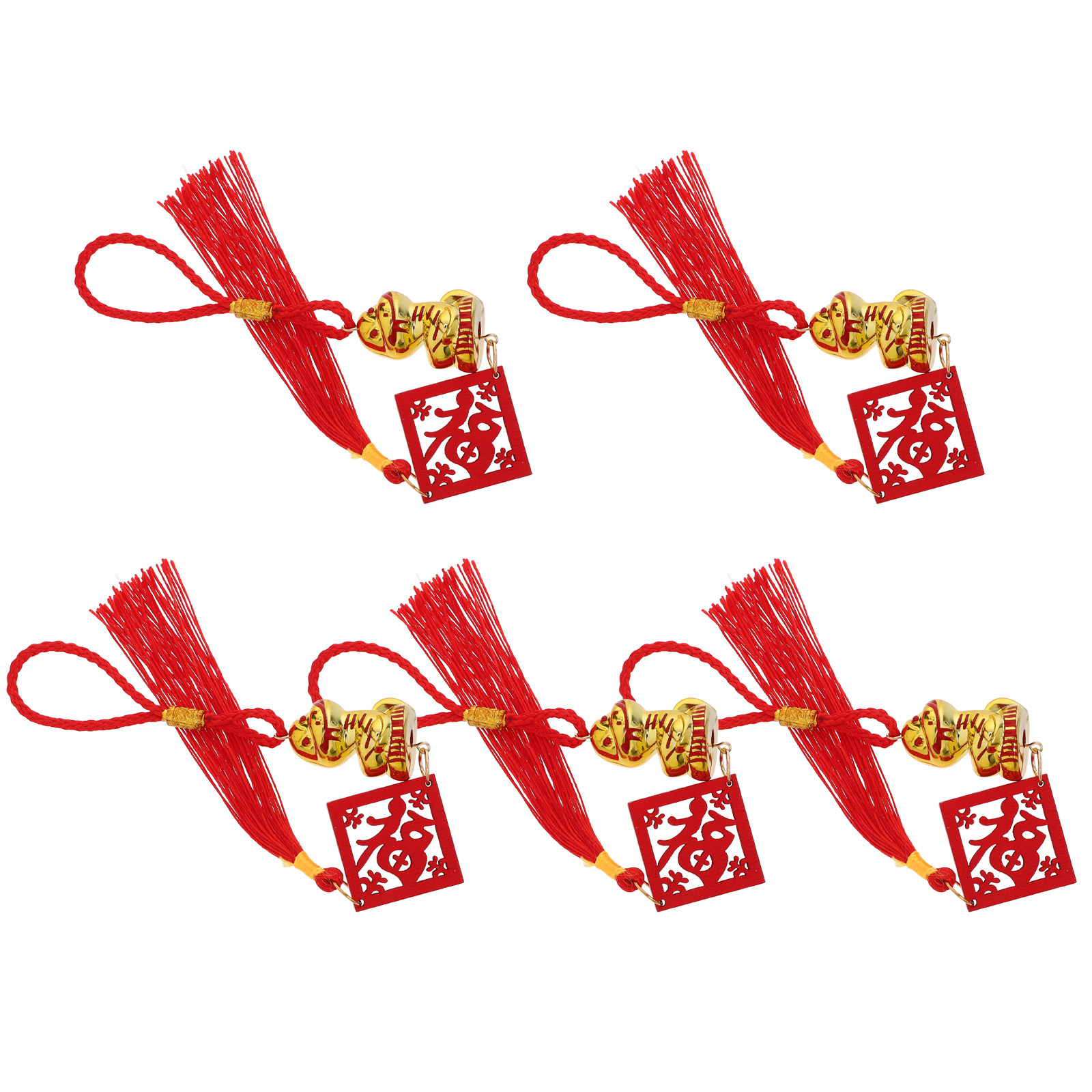 Snake Plant - 5Pcs Wooden Snake Year Pendant Set